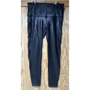 Spanx Faux Leather Leggings High Rise Tummy Control Stretch Pants Black Plus 1XL